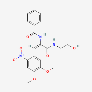 molecular formula C20H21N3O7 B3879518 N-[(E)-1-(4,5-dimethoxy-2-nitrophenyl)-3-(2-hydroxyethylamino)-3-oxoprop-1-en-2-yl]benzamide 