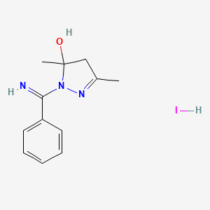 molecular formula C12H16IN3O B3879545 2-(benzenecarboximidoyl)-3,5-dimethyl-4H-pyrazol-3-ol;hydroiodide 