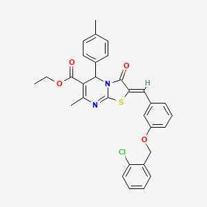 molecular formula C31H27ClN2O4S B3879547 ethyl (2Z)-2-[[3-[(2-chlorophenyl)methoxy]phenyl]methylidene]-7-methyl-5-(4-methylphenyl)-3-oxo-5H-[1,3]thiazolo[3,2-a]pyrimidine-6-carboxylate 