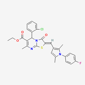 molecular formula C29H25ClFN3O3S B3879562 ethyl 5-(2-chlorophenyl)-2-{[1-(4-fluorophenyl)-2,5-dimethyl-1H-pyrrol-3-yl]methylene}-7-methyl-3-oxo-2,3-dihydro-5H-[1,3]thiazolo[3,2-a]pyrimidine-6-carboxylate 