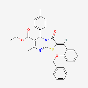 molecular formula C31H28N2O4S B3879595 ethyl (2Z)-7-methyl-5-(4-methylphenyl)-3-oxo-2-[(2-phenylmethoxyphenyl)methylidene]-5H-[1,3]thiazolo[3,2-a]pyrimidine-6-carboxylate 