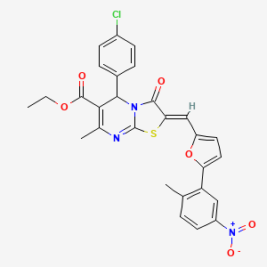 molecular formula C28H22ClN3O6S B3879605 Ethyl (2Z)-5-(4-chlorophenyl)-7-methyl-2-{[5-(2-methyl-5-nitrophenyl)furan-2-YL]methylidene}-3-oxo-2H,3H,5H-[1,3]thiazolo[3,2-A]pyrimidine-6-carboxylate 