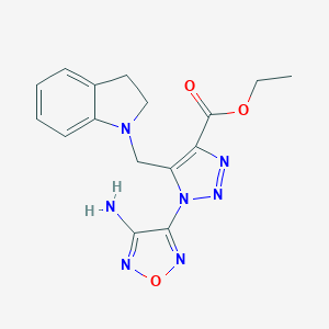 molecular formula C16H17N7O3 B387966 ethyl 1-(4-amino-1,2,5-oxadiazol-3-yl)-5-(2,3-dihydro-1H-indol-1-ylmethyl)-1H-1,2,3-triazole-4-carboxylate 