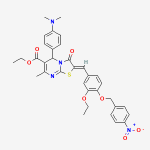 molecular formula C34H34N4O7S B3879689 Ethyl (2Z)-5-[4-(dimethylamino)phenyl]-2-({3-ethoxy-4-[(4-nitrophenyl)methoxy]phenyl}methylidene)-7-methyl-3-oxo-2H,3H,5H-[1,3]thiazolo[3,2-A]pyrimidine-6-carboxylate 