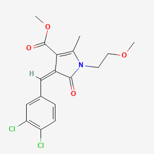 molecular formula C17H17Cl2NO4 B3879700 METHYL (4Z)-4-[(3,4-DICHLOROPHENYL)METHYLIDENE]-1-(2-METHOXYETHYL)-2-METHYL-5-OXO-4,5-DIHYDRO-1H-PYRROLE-3-CARBOXYLATE 
