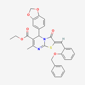 molecular formula C31H26N2O6S B3879706 Ethyl (2Z)-5-(2H-1,3-benzodioxol-5-YL)-2-{[2-(benzyloxy)phenyl]methylidene}-7-methyl-3-oxo-2H,3H,5H-[1,3]thiazolo[3,2-A]pyrimidine-6-carboxylate 