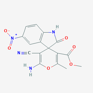 molecular formula C16H12N4O6 B387971 methyl 6'-amino-5'-cyano-2'-methyl-5-nitro-2-oxospiro[1H-indole-3,4'-pyran]-3'-carboxylate CAS No. 304870-90-4