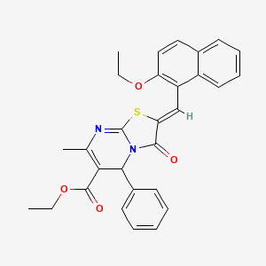 molecular formula C29H26N2O4S B3879760 ETHYL (2Z)-2-[(2-ETHOXYNAPHTHALEN-1-YL)METHYLIDENE]-7-METHYL-3-OXO-5-PHENYL-2H,3H,5H-[1,3]THIAZOLO[3,2-A]PYRIMIDINE-6-CARBOXYLATE 