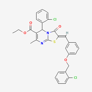 molecular formula C30H24Cl2N2O4S B3879762 ethyl (2Z)-5-(2-chlorophenyl)-2-[[3-[(2-chlorophenyl)methoxy]phenyl]methylidene]-7-methyl-3-oxo-5H-[1,3]thiazolo[3,2-a]pyrimidine-6-carboxylate 
