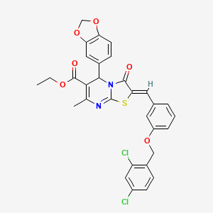 molecular formula C31H24Cl2N2O6S B3879775 Ethyl (2Z)-5-(2H-1,3-benzodioxol-5-YL)-2-({3-[(2,4-dichlorophenyl)methoxy]phenyl}methylidene)-7-methyl-3-oxo-2H,3H,5H-[1,3]thiazolo[3,2-A]pyrimidine-6-carboxylate 