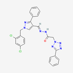 molecular formula C26H20Cl2N8O B3879842 N'-{[1-(2,4-dichlorobenzyl)-3-phenyl-1H-pyrazol-4-yl]methylene}-2-(5-phenyl-2H-tetrazol-2-yl)acetohydrazide 