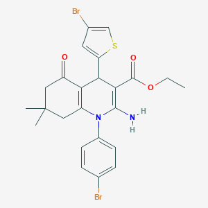 molecular formula C24H24Br2N2O3S B387985 Ethyl 2-amino-1-(4-bromophenyl)-4-(4-bromo-2-thienyl)-7,7-dimethyl-5-oxo-1,4,5,6,7,8-hexahydro-3-quinolinecarboxylate 