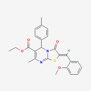 molecular formula C25H24N2O4S B3879854 ethyl 2-(2-methoxybenzylidene)-7-methyl-5-(4-methylphenyl)-3-oxo-2,3-dihydro-5H-[1,3]thiazolo[3,2-a]pyrimidine-6-carboxylate 