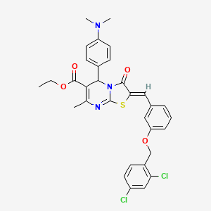 molecular formula C32H29Cl2N3O4S B3879868 ethyl (2Z)-2-[[3-[(2,4-dichlorophenyl)methoxy]phenyl]methylidene]-5-[4-(dimethylamino)phenyl]-7-methyl-3-oxo-5H-[1,3]thiazolo[3,2-a]pyrimidine-6-carboxylate 