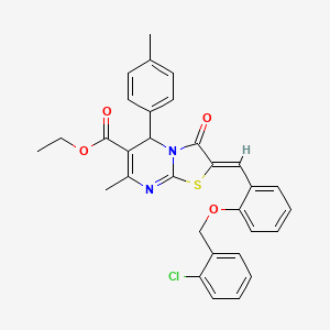 molecular formula C31H27ClN2O4S B3879890 ethyl (2Z)-2-[[2-[(2-chlorophenyl)methoxy]phenyl]methylidene]-7-methyl-5-(4-methylphenyl)-3-oxo-5H-[1,3]thiazolo[3,2-a]pyrimidine-6-carboxylate 