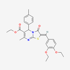 molecular formula C28H30N2O5S B3879894 ethyl (2Z)-2-[(3,4-diethoxyphenyl)methylidene]-7-methyl-5-(4-methylphenyl)-3-oxo-5H-[1,3]thiazolo[3,2-a]pyrimidine-6-carboxylate 