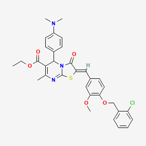 molecular formula C33H32ClN3O5S B3879897 Ethyl (2Z)-2-({4-[(2-chlorophenyl)methoxy]-3-methoxyphenyl}methylidene)-5-[4-(dimethylamino)phenyl]-7-methyl-3-oxo-2H,3H,5H-[1,3]thiazolo[3,2-A]pyrimidine-6-carboxylate 