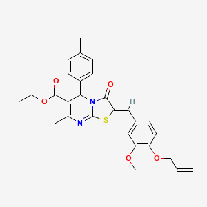 molecular formula C28H28N2O5S B3879909 ethyl (2Z)-2-[(3-methoxy-4-prop-2-enoxyphenyl)methylidene]-7-methyl-5-(4-methylphenyl)-3-oxo-5H-[1,3]thiazolo[3,2-a]pyrimidine-6-carboxylate 
