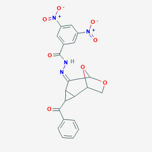 molecular formula C21H16N4O8 B387992 N'-(3-benzoyl-7,9-dioxatricyclo[4.2.1.0~2,4~]non-5-ylidene)-3,5-bisnitrobenzohydrazide 