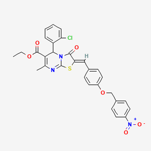 molecular formula C30H24ClN3O6S B3879976 ethyl (2Z)-5-(2-chlorophenyl)-7-methyl-2-[[4-[(4-nitrophenyl)methoxy]phenyl]methylidene]-3-oxo-5H-[1,3]thiazolo[3,2-a]pyrimidine-6-carboxylate 