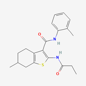 molecular formula C20H24N2O2S B3880057 6-methyl-N-(2-methylphenyl)-2-(propionylamino)-4,5,6,7-tetrahydro-1-benzothiophene-3-carboxamide 