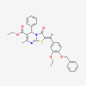 molecular formula C32H30N2O5S B3880061 Ethyl (2Z)-2-{[4-(benzyloxy)-3-ethoxyphenyl]methylidene}-7-methyl-3-oxo-5-phenyl-2H,3H,5H-[1,3]thiazolo[3,2-A]pyrimidine-6-carboxylate 