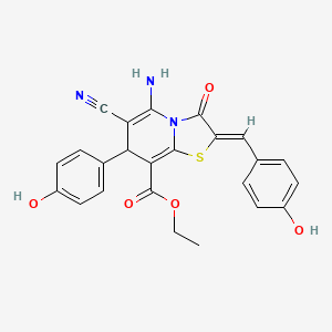 molecular formula C24H19N3O5S B3880068 ethyl (2Z)-5-amino-6-cyano-2-(4-hydroxybenzylidene)-7-(4-hydroxyphenyl)-3-oxo-2,3-dihydro-7H-[1,3]thiazolo[3,2-a]pyridine-8-carboxylate CAS No. 5678-53-5