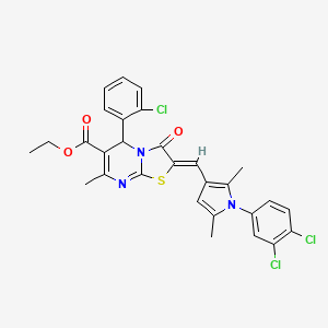 molecular formula C29H24Cl3N3O3S B3880099 ETHYL (2Z)-5-(2-CHLOROPHENYL)-2-{[1-(3,4-DICHLOROPHENYL)-2,5-DIMETHYL-1H-PYRROL-3-YL]METHYLIDENE}-7-METHYL-3-OXO-2H,3H,5H-[1,3]THIAZOLO[3,2-A]PYRIMIDINE-6-CARBOXYLATE 