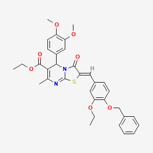 molecular formula C34H34N2O7S B3880115 ethyl 2-[4-(benzyloxy)-3-ethoxybenzylidene]-5-(3,4-dimethoxyphenyl)-7-methyl-3-oxo-2,3-dihydro-5H-[1,3]thiazolo[3,2-a]pyrimidine-6-carboxylate 