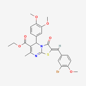 molecular formula C26H25BrN2O6S B3880147 Ethyl (2Z)-2-[(3-bromo-4-methoxyphenyl)methylidene]-5-(3,4-dimethoxyphenyl)-7-methyl-3-oxo-2H,3H,5H-[1,3]thiazolo[3,2-A]pyrimidine-6-carboxylate 