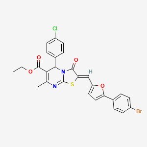 molecular formula C27H20BrClN2O4S B3880158 Ethyl (2Z)-2-{[5-(4-bromophenyl)furan-2-YL]methylidene}-5-(4-chlorophenyl)-7-methyl-3-oxo-2H,3H,5H-[1,3]thiazolo[3,2-A]pyrimidine-6-carboxylate 