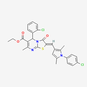 molecular formula C29H25Cl2N3O3S B3880176 ethyl (2Z)-5-(2-chlorophenyl)-2-[[1-(4-chlorophenyl)-2,5-dimethylpyrrol-3-yl]methylidene]-7-methyl-3-oxo-5H-[1,3]thiazolo[3,2-a]pyrimidine-6-carboxylate 