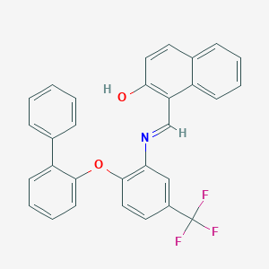 molecular formula C30H20F3NO2 B388022 1-[(E)-{[2-(biphenyl-2-yloxy)-5-(trifluoromethyl)phenyl]imino}methyl]naphthalen-2-ol 
