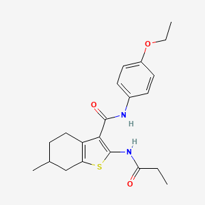 molecular formula C21H26N2O3S B3880229 N-(4-ethoxyphenyl)-6-methyl-2-(propanoylamino)-4,5,6,7-tetrahydro-1-benzothiophene-3-carboxamide 