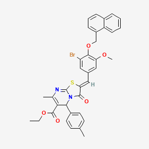 molecular formula C36H31BrN2O5S B3880246 ethyl (2Z)-2-[[3-bromo-5-methoxy-4-(naphthalen-1-ylmethoxy)phenyl]methylidene]-7-methyl-5-(4-methylphenyl)-3-oxo-5H-[1,3]thiazolo[3,2-a]pyrimidine-6-carboxylate 