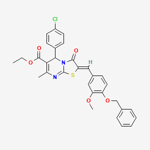 molecular formula C31H27ClN2O5S B3880363 Ethyl (2Z)-2-{[4-(benzyloxy)-3-methoxyphenyl]methylidene}-5-(4-chlorophenyl)-7-methyl-3-oxo-2H,3H,5H-[1,3]thiazolo[3,2-A]pyrimidine-6-carboxylate 