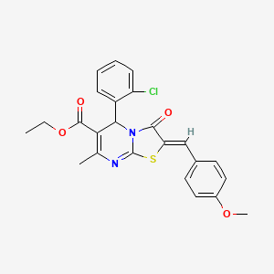 molecular formula C24H21ClN2O4S B3880370 ETHYL (2Z)-5-(2-CHLOROPHENYL)-2-[(4-METHOXYPHENYL)METHYLIDENE]-7-METHYL-3-OXO-2H,3H,5H-[1,3]THIAZOLO[3,2-A]PYRIMIDINE-6-CARBOXYLATE 