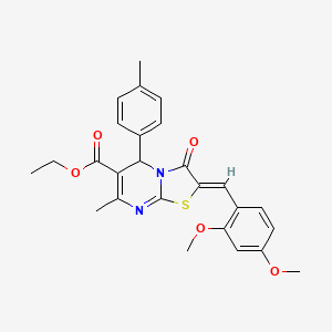 molecular formula C26H26N2O5S B3880388 ethyl (2Z)-2-[(2,4-dimethoxyphenyl)methylidene]-7-methyl-5-(4-methylphenyl)-3-oxo-5H-[1,3]thiazolo[3,2-a]pyrimidine-6-carboxylate 