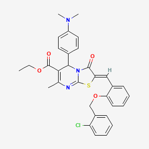 molecular formula C32H30ClN3O4S B3880398 Ethyl (2Z)-2-({2-[(2-chlorophenyl)methoxy]phenyl}methylidene)-5-[4-(dimethylamino)phenyl]-7-methyl-3-oxo-2H,3H,5H-[1,3]thiazolo[3,2-A]pyrimidine-6-carboxylate 