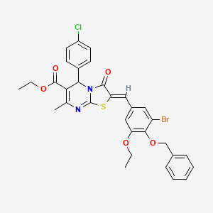 molecular formula C32H28BrClN2O5S B3880420 ETHYL (2Z)-2-{[4-(BENZYLOXY)-3-BROMO-5-ETHOXYPHENYL]METHYLIDENE}-5-(4-CHLOROPHENYL)-7-METHYL-3-OXO-2H,3H,5H-[1,3]THIAZOLO[3,2-A]PYRIMIDINE-6-CARBOXYLATE 