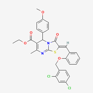 molecular formula C31H26Cl2N2O5S B3880434 ETHYL (2Z)-2-({2-[(2,4-DICHLOROPHENYL)METHOXY]PHENYL}METHYLIDENE)-5-(4-METHOXYPHENYL)-7-METHYL-3-OXO-2H,3H,5H-[1,3]THIAZOLO[3,2-A]PYRIMIDINE-6-CARBOXYLATE 