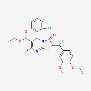 molecular formula C26H25ClN2O5S B3880441 Ethyl (2Z)-5-(2-chlorophenyl)-2-[(4-ethoxy-3-methoxyphenyl)methylidene]-7-methyl-3-oxo-2H,3H,5H-[1,3]thiazolo[3,2-A]pyrimidine-6-carboxylate 