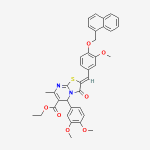 molecular formula C37H34N2O7S B3880442 ETHYL (2Z)-5-(3,4-DIMETHOXYPHENYL)-2-({3-METHOXY-4-[(NAPHTHALEN-1-YL)METHOXY]PHENYL}METHYLIDENE)-7-METHYL-3-OXO-2H,3H,5H-[1,3]THIAZOLO[3,2-A]PYRIMIDINE-6-CARBOXYLATE 