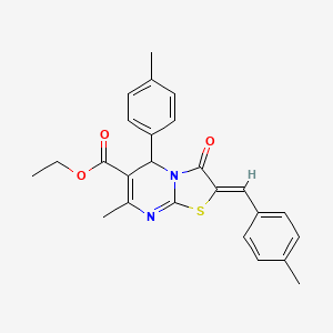 molecular formula C25H24N2O3S B3880479 ethyl 7-methyl-2-(4-methylbenzylidene)-5-(4-methylphenyl)-3-oxo-2,3-dihydro-5H-[1,3]thiazolo[3,2-a]pyrimidine-6-carboxylate CAS No. 5680-70-6
