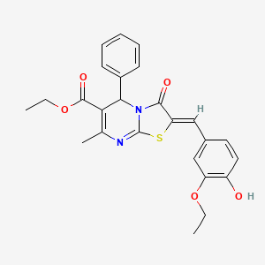 molecular formula C25H24N2O5S B3880497 Ethyl (2Z)-2-[(3-ethoxy-4-hydroxyphenyl)methylidene]-7-methyl-3-oxo-5-phenyl-2H,3H,5H-[1,3]thiazolo[3,2-A]pyrimidine-6-carboxylate 