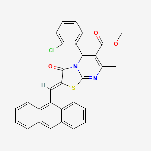 molecular formula C31H23ClN2O3S B3880508 ethyl (2Z)-2-(anthracen-9-ylmethylidene)-5-(2-chlorophenyl)-7-methyl-3-oxo-2,3-dihydro-5H-[1,3]thiazolo[3,2-a]pyrimidine-6-carboxylate 