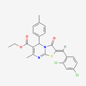 molecular formula C24H20Cl2N2O3S B3880539 Ethyl 2-(2,4-dichlorobenzylidene)-7-methyl-3-oxo-5-(p-tolyl)-3,5-dihydro-2H-thiazolo[3,2-a]pyrimidine-6-carboxylate CAS No. 324071-75-2