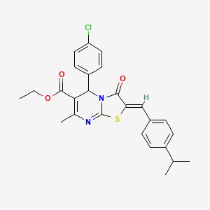 molecular formula C26H25ClN2O3S B3880540 ethyl (2Z)-5-(4-chlorophenyl)-7-methyl-3-oxo-2-[4-(propan-2-yl)benzylidene]-2,3-dihydro-5H-[1,3]thiazolo[3,2-a]pyrimidine-6-carboxylate CAS No. 5680-96-6