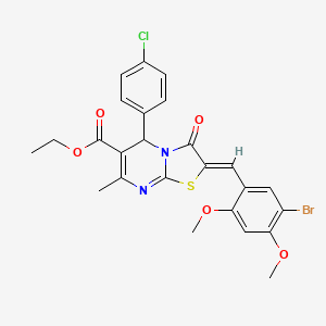 molecular formula C25H22BrClN2O5S B3880631 Ethyl (2Z)-2-[(5-bromo-2,4-dimethoxyphenyl)methylidene]-5-(4-chlorophenyl)-7-methyl-3-oxo-2H,3H,5H-[1,3]thiazolo[3,2-A]pyrimidine-6-carboxylate 