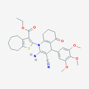 molecular formula C31H35N3O6S B388064 ethyl 2-(2-amino-3-cyano-5-oxo-4-(3,4,5-trimethoxyphenyl)-5,6,7,8-tetrahydro-1(4H)-quinolinyl)-5,6,7,8-tetrahydro-4H-cyclohepta[b]thiophene-3-carboxylate 